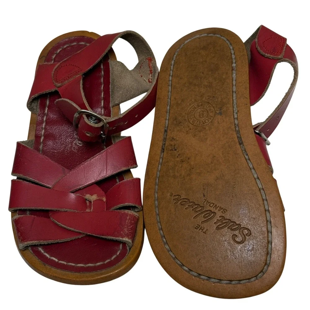 Salt Water Sandals‎ Red Strappy Sandals Kids 9 Classic Retro SummerCoastal Beach